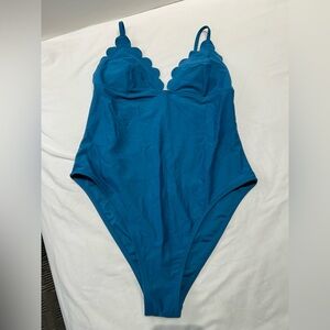 Teal Scalloped One-Piece Swimsuit